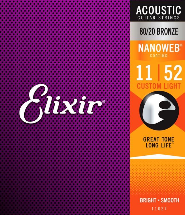 Elixir Nanoweb Acoustic 80/20 Bronze Custom Light