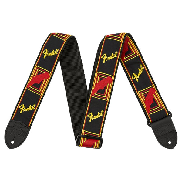 Fender 2" Monogrammed Strap - Black/Yellow/Red