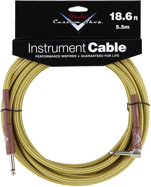Fender Deluxe Series Instrument Cable 18.6ft - Tweed (Straight - Right-Angle)