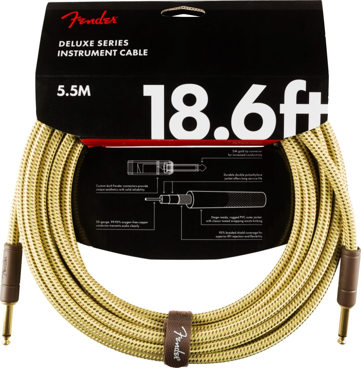 Fender Deluxe Series Instrument Cable 18.6ft - Tweed