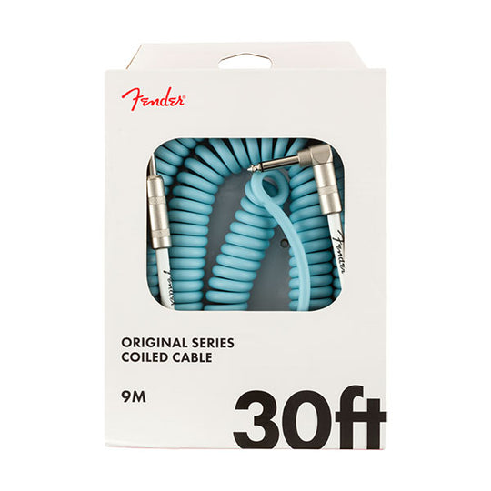 Fender Original Series Coil Cable, Straight-Angle, 30', Daphne Blue
