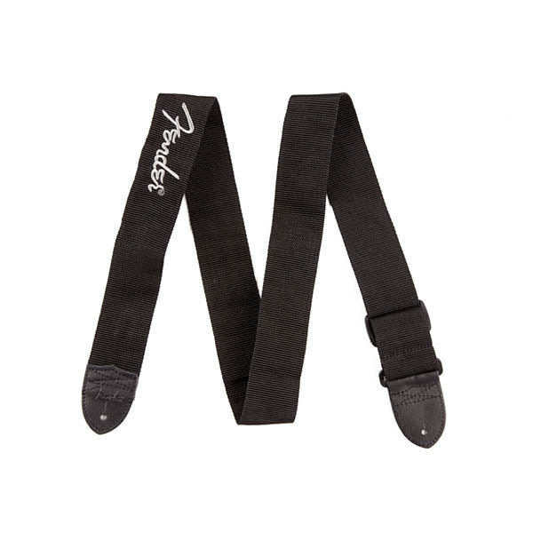 Fender Poly Logo Strap Black - White Logo