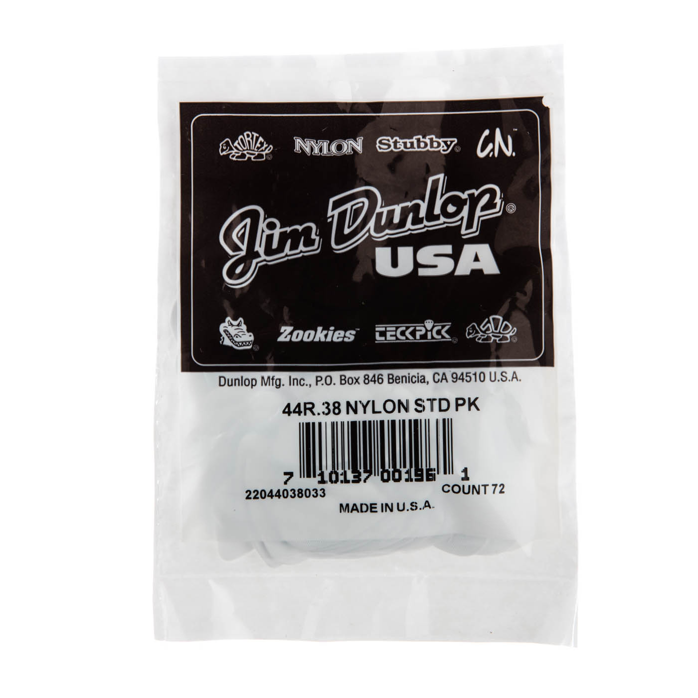 Jim Dunlop Nylon Standard Guitar Picks 0.38mm Bulk Pack of 72 picks