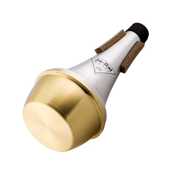 Jo-Ral Trumpet Straight Mute Aluminium - Brass Bottom angled