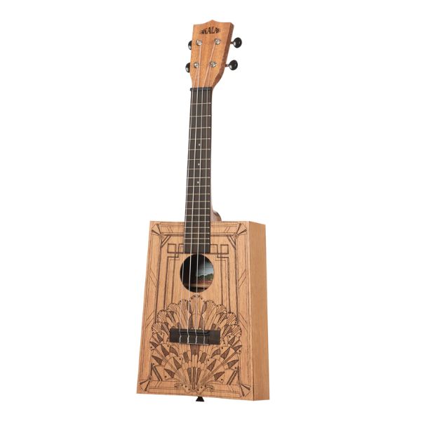 Kala Cigar Box Ukulele Art Deco with Bag (Angle)