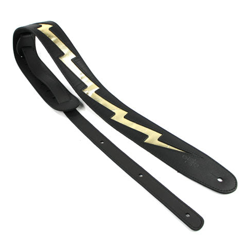 DSL Lightning Bolt Black with Gold Guitar Strap