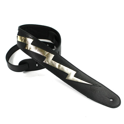 DSL Lightning Bolt Black with Gold Guitar Strap