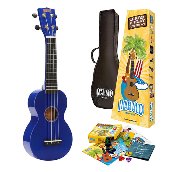 Mahalo MR1 Learn 2 Play Soprano Ukulele Pack - Blue