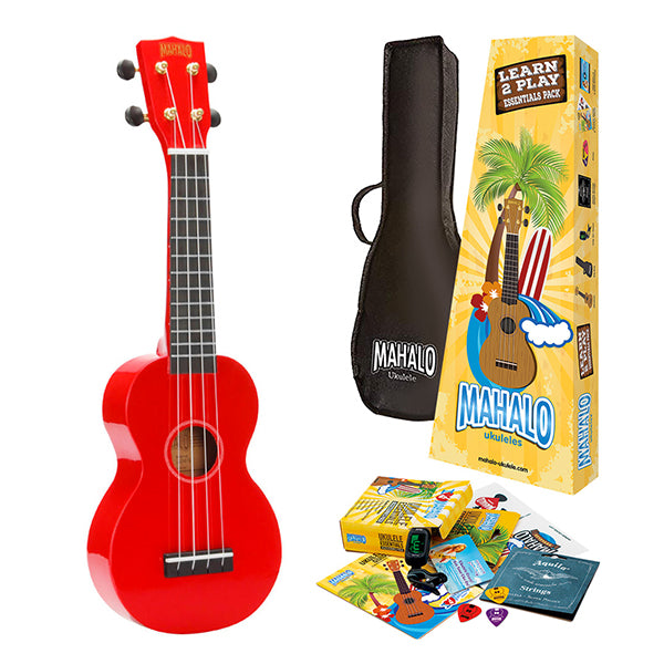 Mahalo MR1 Learn 2 Play Soprano Ukulele Pack - Red
