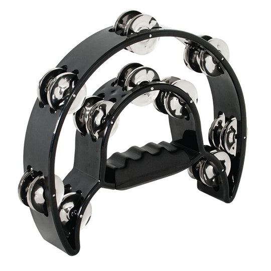 Mano Percussion Double Half Moon Tambourine - Black