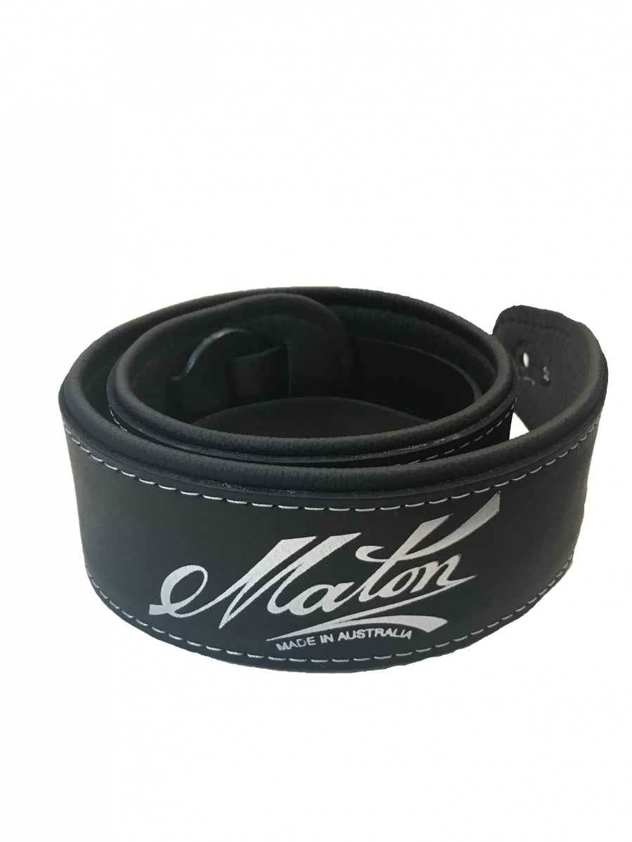 Maton Deluxe Padded Two-Toned Guitar Strap (Black Leather)