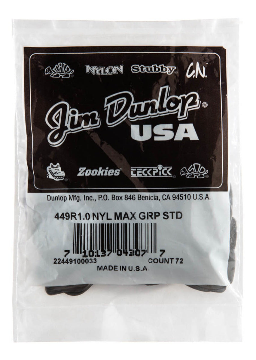 Jim Dunlop Max Grip Nylon Guitar Picks 1.0 Bulk Pack of 72