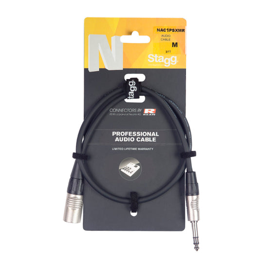 Stagg Audio Cable 1/4" TRSM to XLRM (1m) NAC1PSXMR