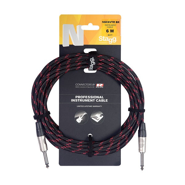 Stagg Instrument Cable N Series Red/Black Tweed 6m