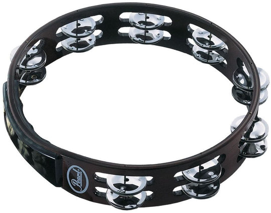 Pearl PTH-10S 10" Wood Tambourine with Stainless Steel Jingles - Black