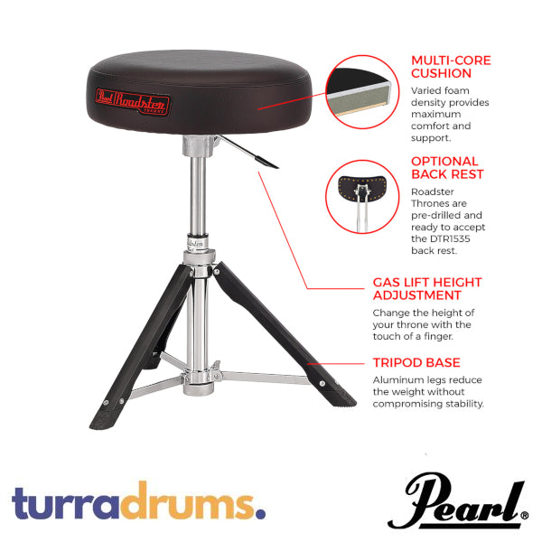 Pearl D1500RGL Roadster 15" Drum Throne with Gas Lift