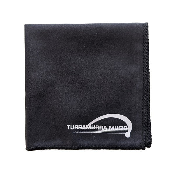 Turramurra Music Microfibre Polishing Cloth - Black folded