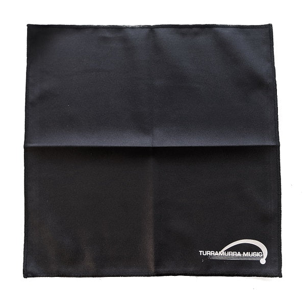 Turramurra Music Microfibre Polishing Cloth - Black unfolded