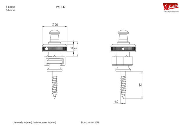 Schaller S Lock Strap Locks - Nickel