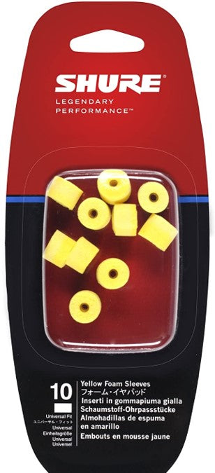 Shure EAYLF1-10 Yellow Foam Earphone Sleeves - 10pk