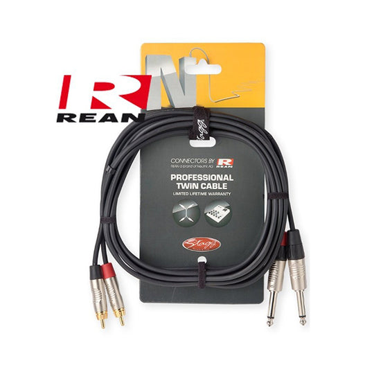Stagg Twin Cable - 2 x 1/4" TS to 2 x RCA (3m) NTC3PCMR