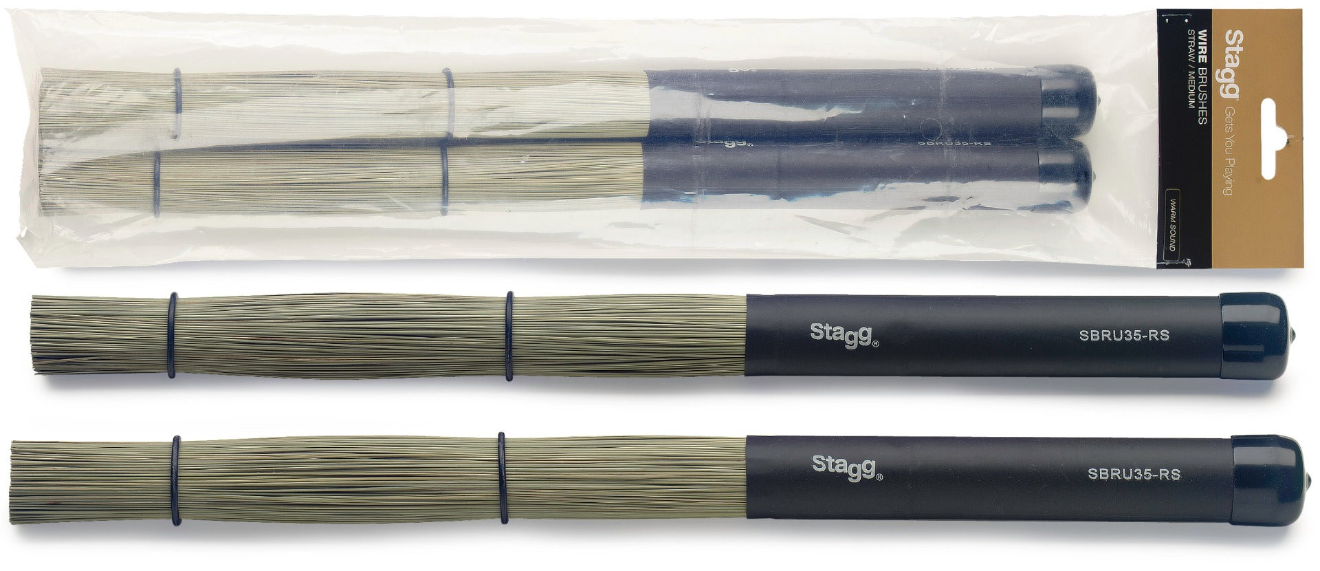 Stagg Polybristle Nylon Brushes with Black Rubber Handle Grip