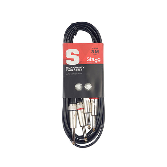 Stagg Twin Cable - 2 x 1/4" jack to 2 x 1/4" Jack (3m) STC3P