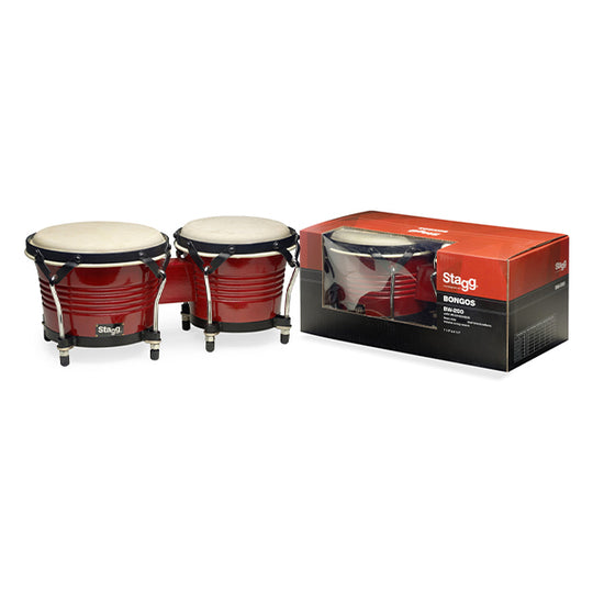 Stagg 6.5 & 7.5 Inch Bongo Drums with Legs - Cherry (BW200CH)