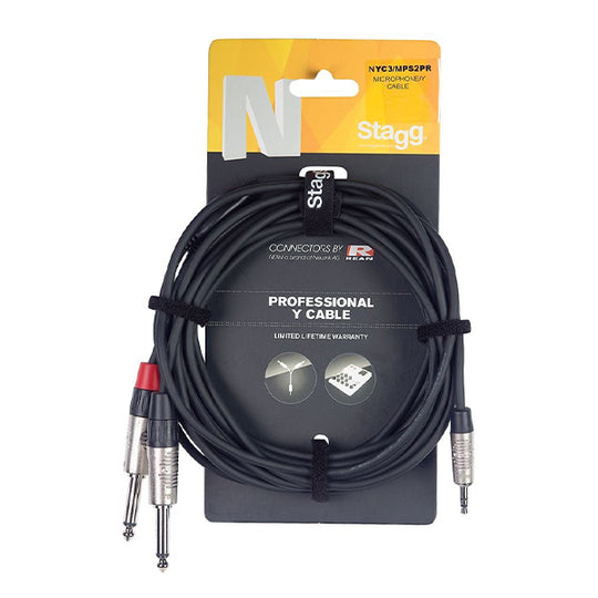 Stagg Y-Cable TRS-M 3.5mm to Dual TS-M 6.5mm (3m) NYC3/MPS2PR