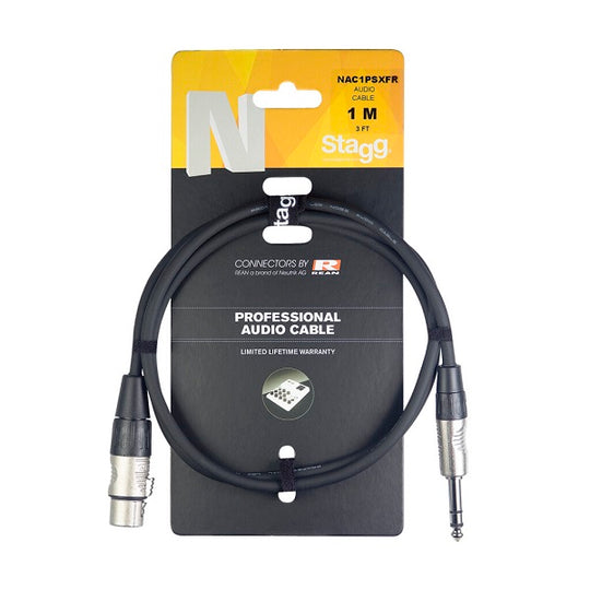 Stagg Audio Cable 1/4" TRSM to XLRF (1m) NAC1PSXFR