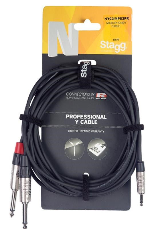 Stagg Y-Cable TRS-M 3.5mm to Dual TS-M 6.5mm (2m) NYC2/MPS2PR