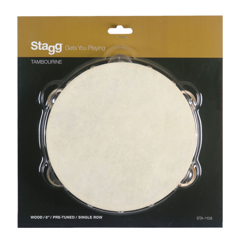 Stagg 8" Pre-Tuned Tambourine with Riveted Head - Single Row of Jinges