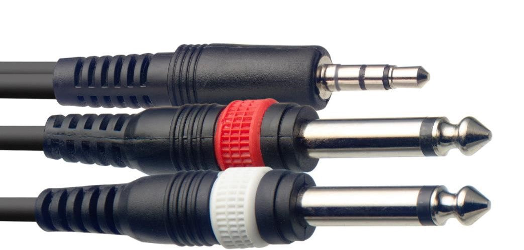 Stagg Y Cable 3.5mm Jack to Dual 1-4" Jack - 3m