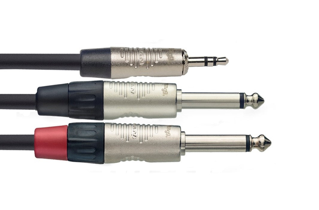 Stagg Y-Cable 2m TRS-M 3.5mm to Dual TS-M 6.5mm