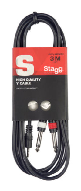 Stagg Y Cable 3.5mm Jack to Dual 1-4" Jack - 3m