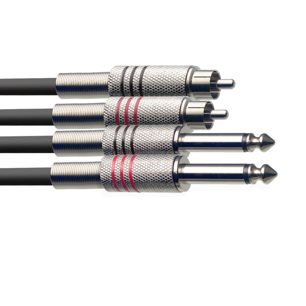 Stagg Twin Cable 3m - RCA to 1/4" Jack