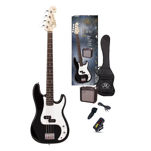 SX 3/4 Bass Guitar Pack with SX Amp (Black)