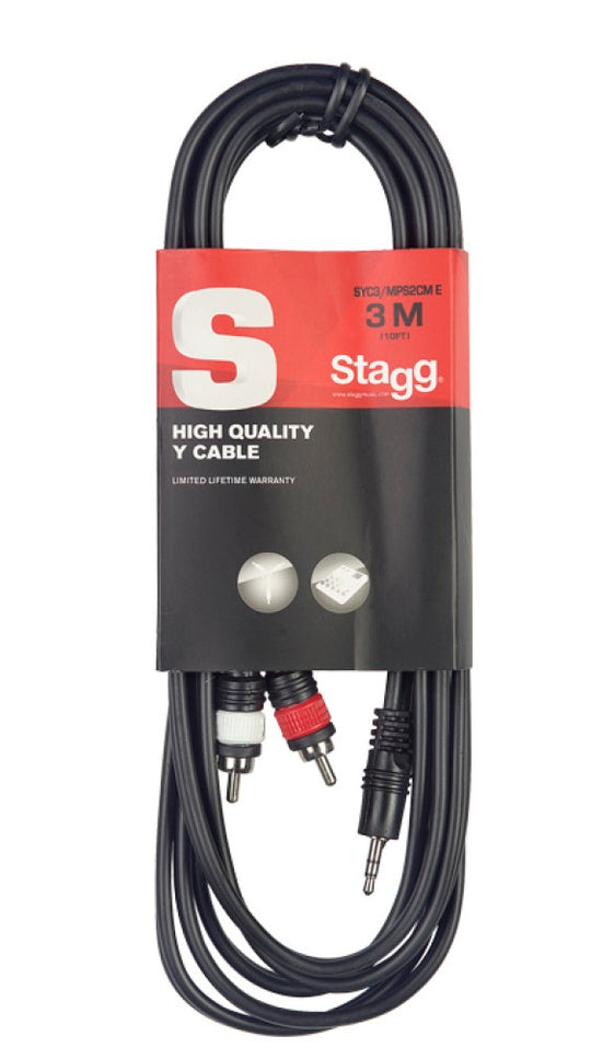 Stagg Y Cable 3.5mm TRS to Dual RCA (3m) SYC3/MPSB2CM E