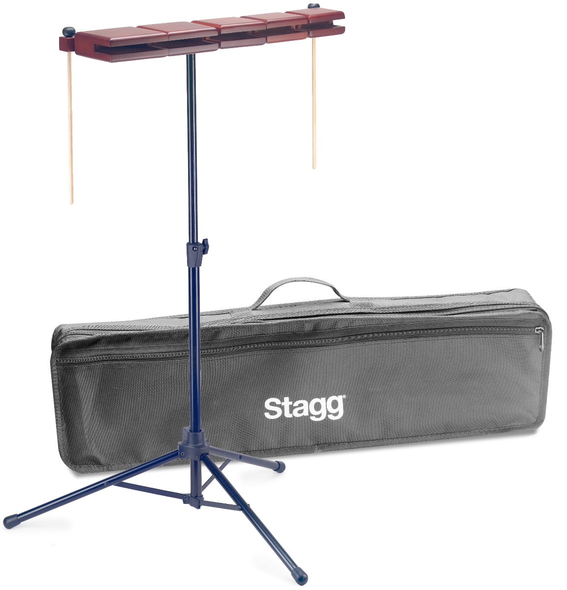 Stagg Temple Block Set (5 Piece) With Stand Bag And Mallets
